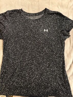 Under Armour Black Tee with White Speckle Print - Women's Short Sleeve
